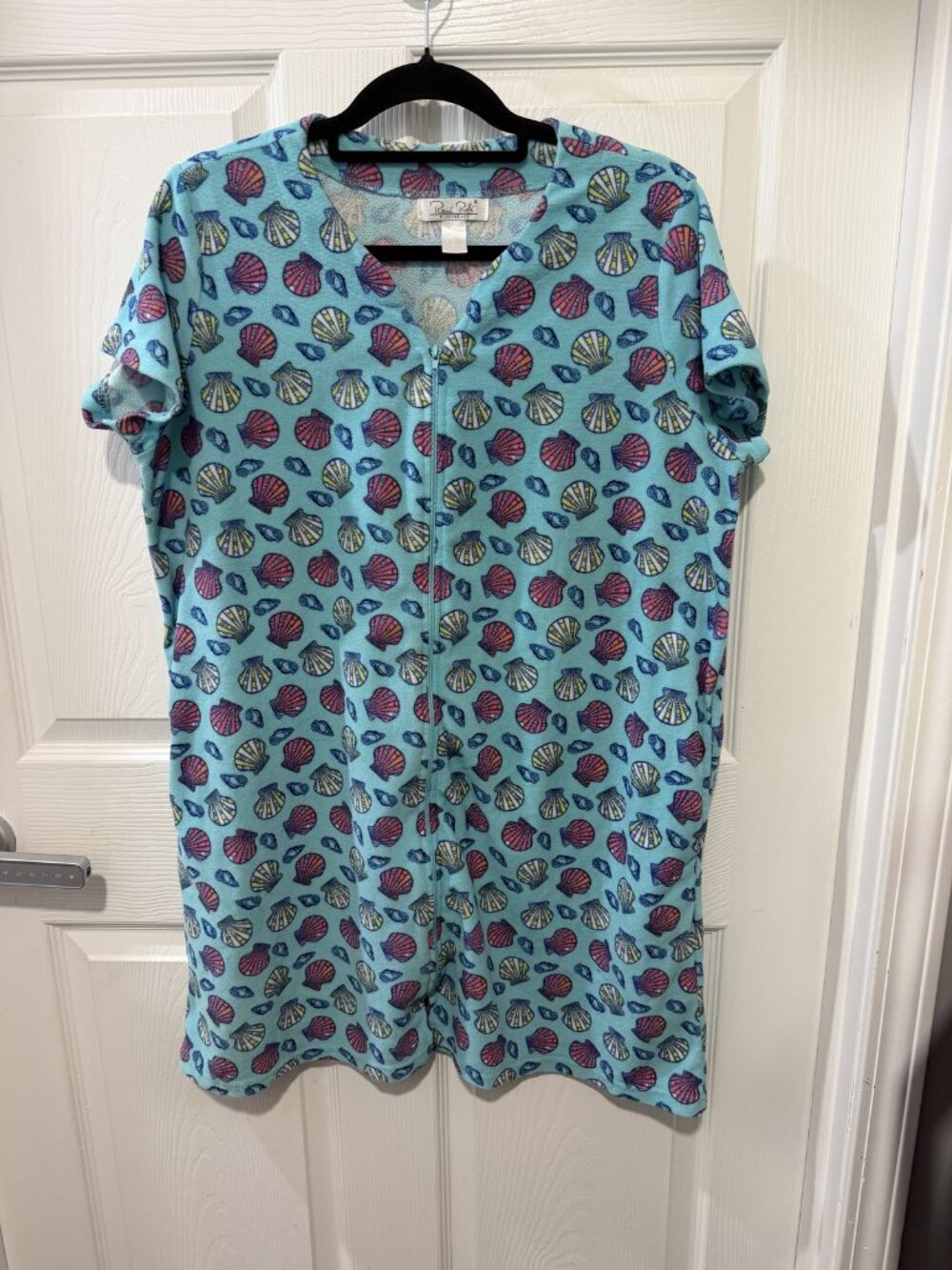 Rene Rofe Sleepwear Size Large (L) Seashell Print Short Sleeve Sleep Shirt